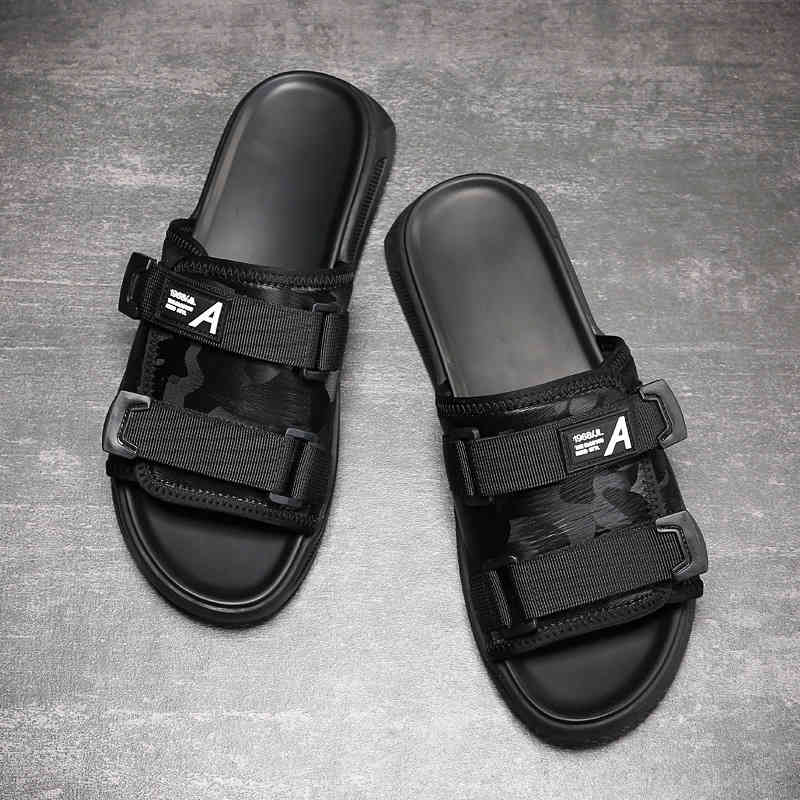 

Slippers Net red slippers men's fashion summer super fire wear sandals flip flops thick soled beach shoes MF7Y, 1# shoe box