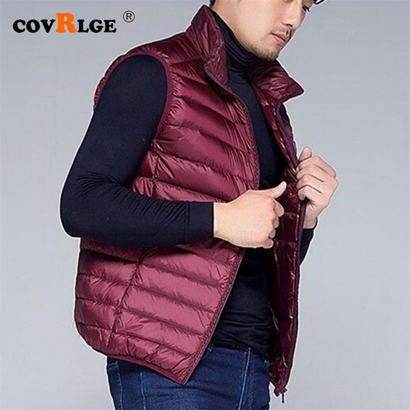 

Covrlge Casual Light Men Down Vest Top Selling Zipper Big Size Arrival 6 Colors Male White Duck Down Vest MWB014 211111, Army green