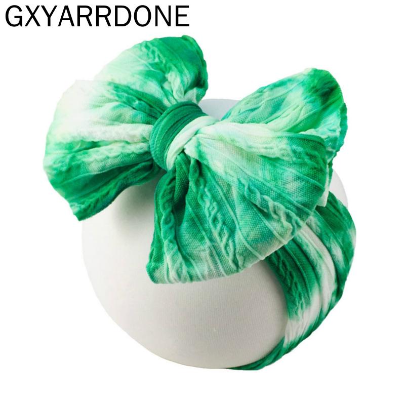 

2021 New Ribbed Nylon Headband Cable Knit Nylon Baby Turban Head Wraps For Baby Girls Knot Bows Hair Accessories