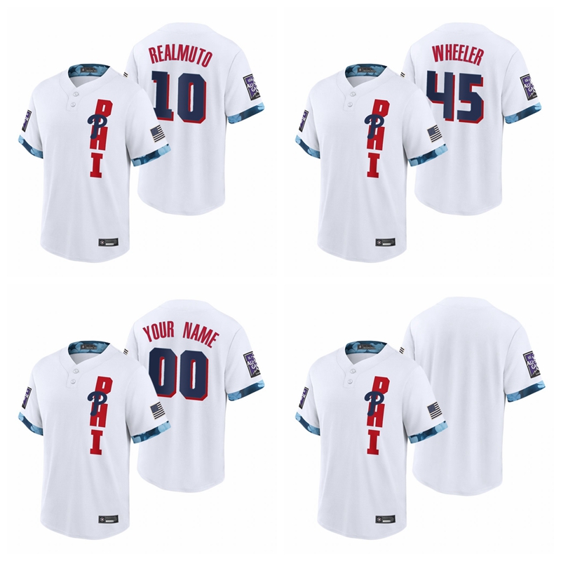 

PhiladelphiaPhilliesMen Zack Wheeler 45 J.T. Realmuto 10 Women Youth White 2021 All-Star Game Replica Basketball Jersey, Custom name number