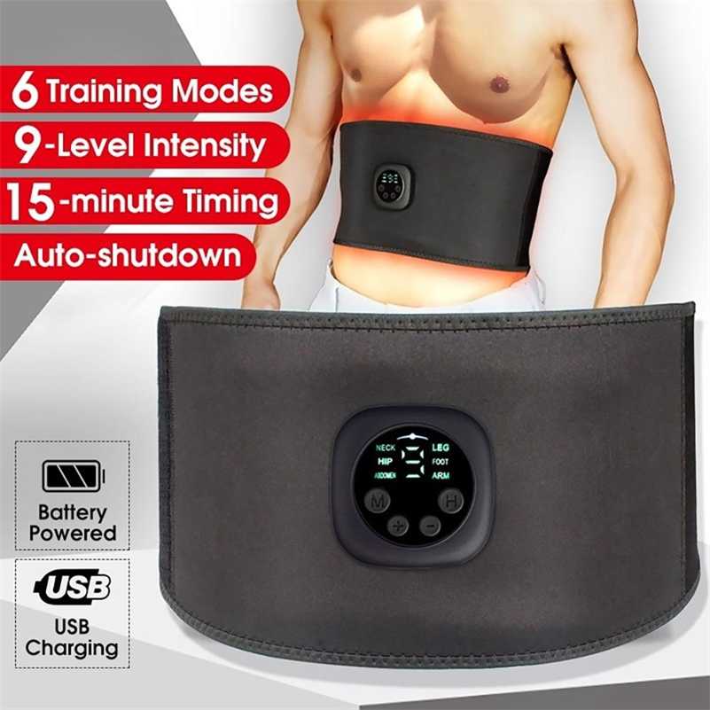 

EMS Wireless Muscle Stimulator Trainer Smart Fitness Abdominal Training Electric Weight Loss belt Body Slimming Belt Unisex 220111