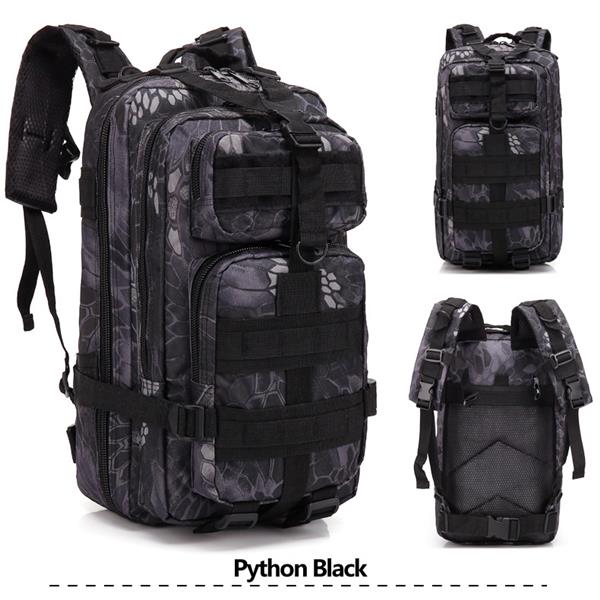 

30L Large Capacity Outdoor Tactical Backpack Pythons Grain Black Shoulders Bag Camping Hiking Rifle Bag Trekking Sport Travel, Camel