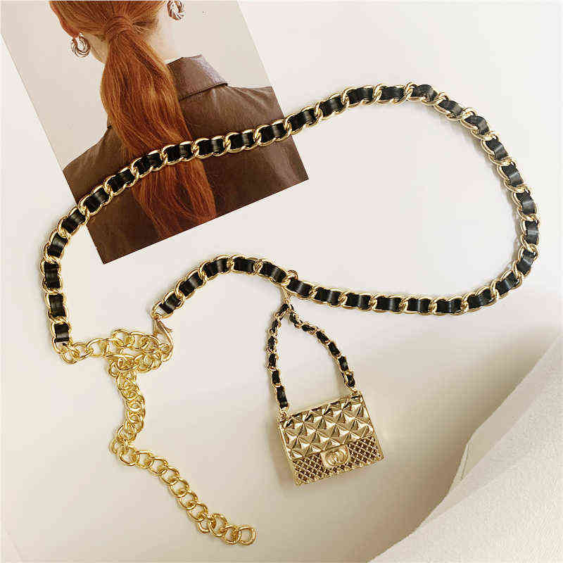 

Trend Fashion Ceinture Femme Luxury Designer Waist Chain Belt Bag Can Opened for Jeans Dress Elegant Aesthetic Accessories 220104, Black