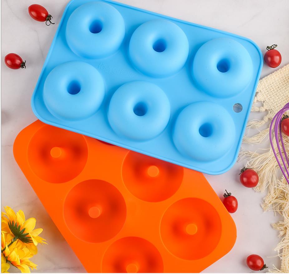 

New Arrival Silicone Donut Mold Baking Pan DIY Doughnuts 6 graid Mould Maker Non-stick Silicone Cake Mold Pastry Baking Tools 2020
