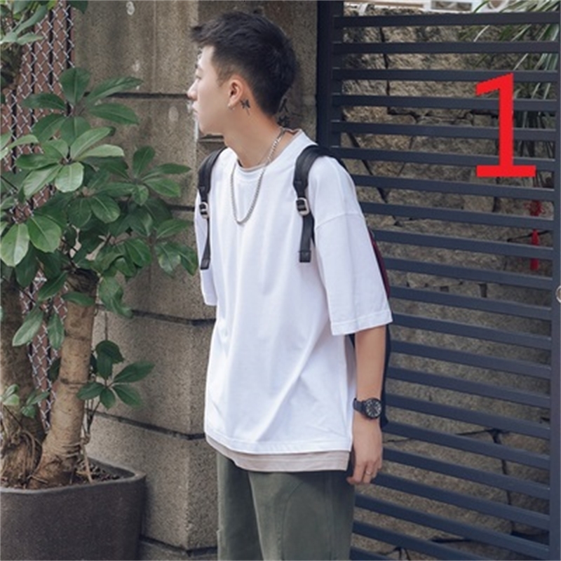 

2021 New Short-sleeved T-shirt Men's Trend Summer Loose Half-sleeve Harbor Wind Da Ins Tide Five-sleeve J2y9