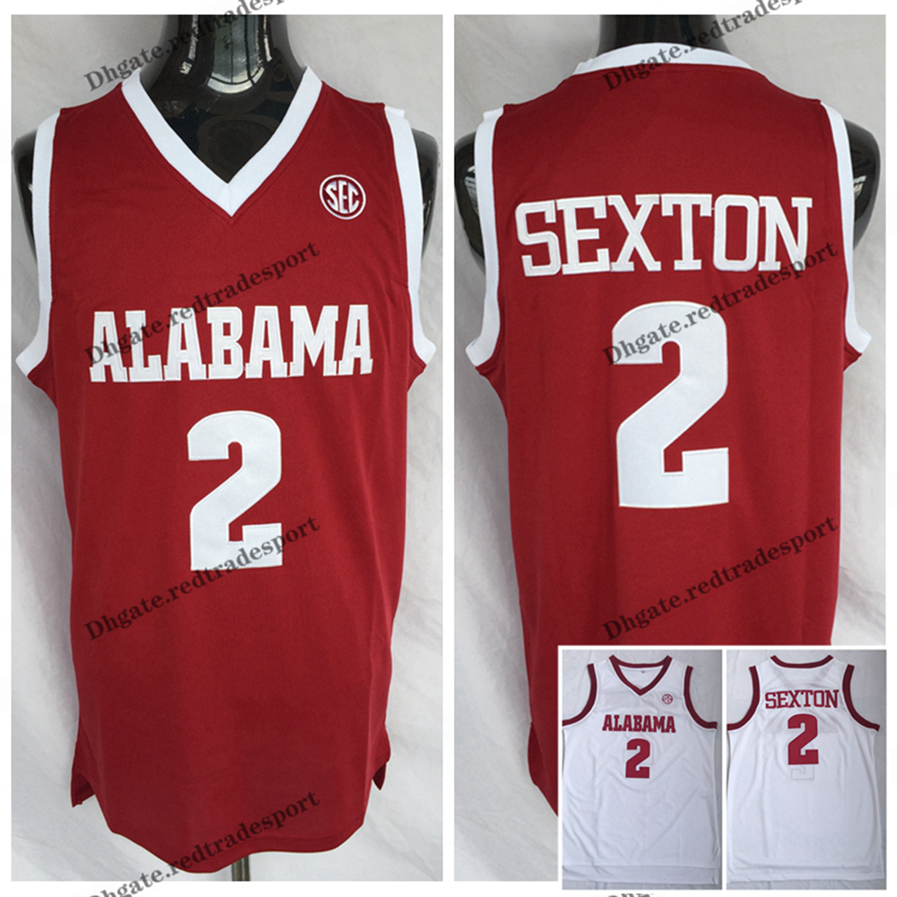 

Mens Collin Sexton College Basketball Jerseys Alabama Crimson Tide Jersey Vintage #2 Home Red White Stitched Shirts S-XXL