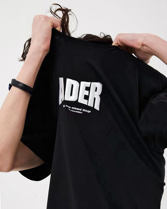 

ader High quality error embroidered letter short sleeve T-shirt for men and women0310, White;black