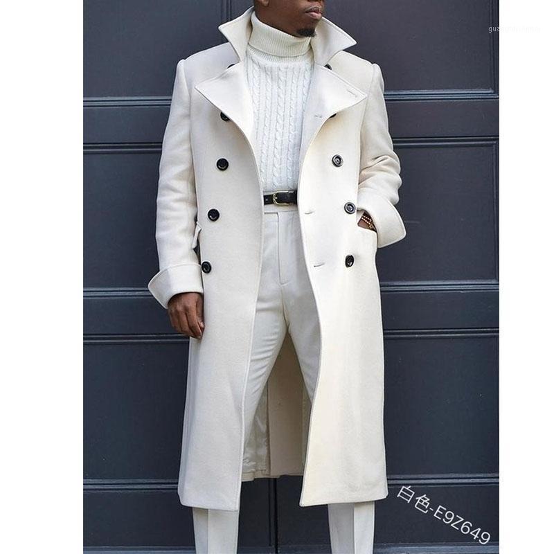 

Men' Trench Coats Men Fashion Coat Autumn Winter British Loose Medium And Long Mens La Ropa De Los Hombres, White
