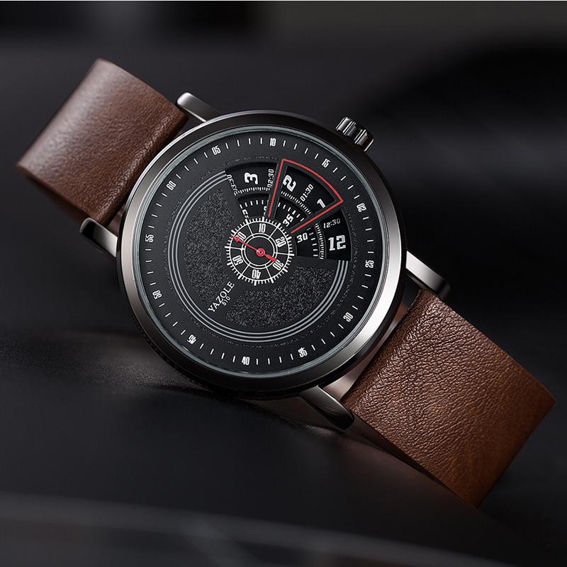 

Wristwatches YAZOLE Watches Mens Luxury Casual Leather Strap Waterproof Watch Men Wrist Brand Quartz Creative For Relogio Masculino, 509 black brown