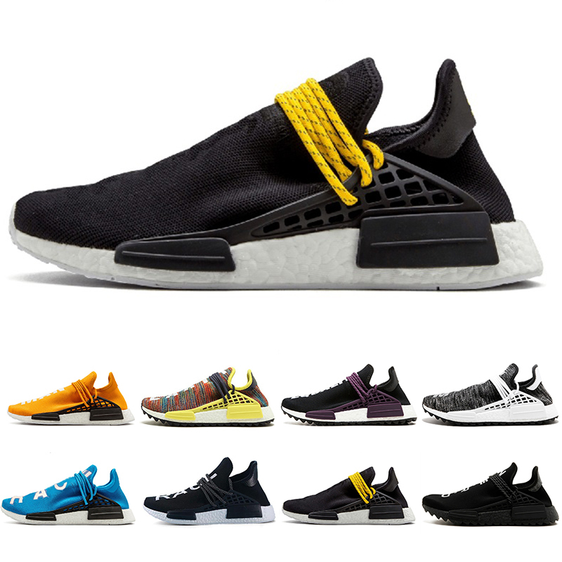 

Classic Red white black Human Race Trail Running Shoes Yellow holi Black Blue Gream Men Women Pharrell Williams HU Runner Sports Sneakers, Color#1