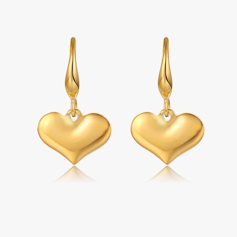 

Dangle & Chandelier Lovely Simple Glossy Peach Heart Solid Earrings Titanium Steel Plated 18K Gold Anniversary Birthday Valentine's Day Gift