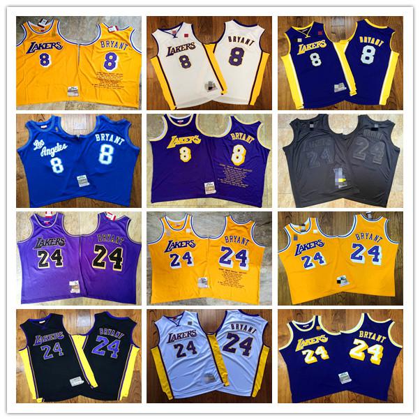 

2020 New Authentic Mitchell & Ness Los Angeles Lakers Kobe Bryant 8 24 Swingman Basketball Jerseys home, Black;red