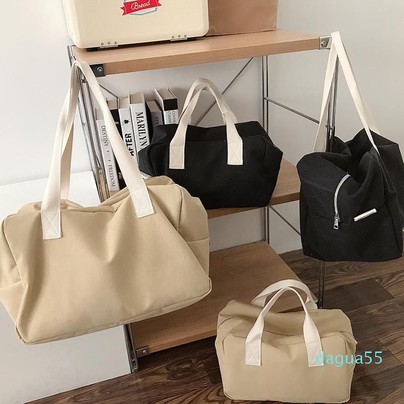 

Large Capacity Women Gym Shoulder Bag Simple Design Ladies Canvas Luggage Handbags Solid Color Female Daily Travel Casual Tote, Khaki l