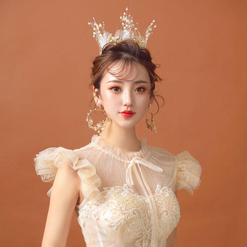 

Hair Clips & Barrettes Exquisite Crystal Pearls Bridal Tiaras Crown Head Jewelry Accessories Women Headpiece Bride Ornaments Wedding, Golden;silver