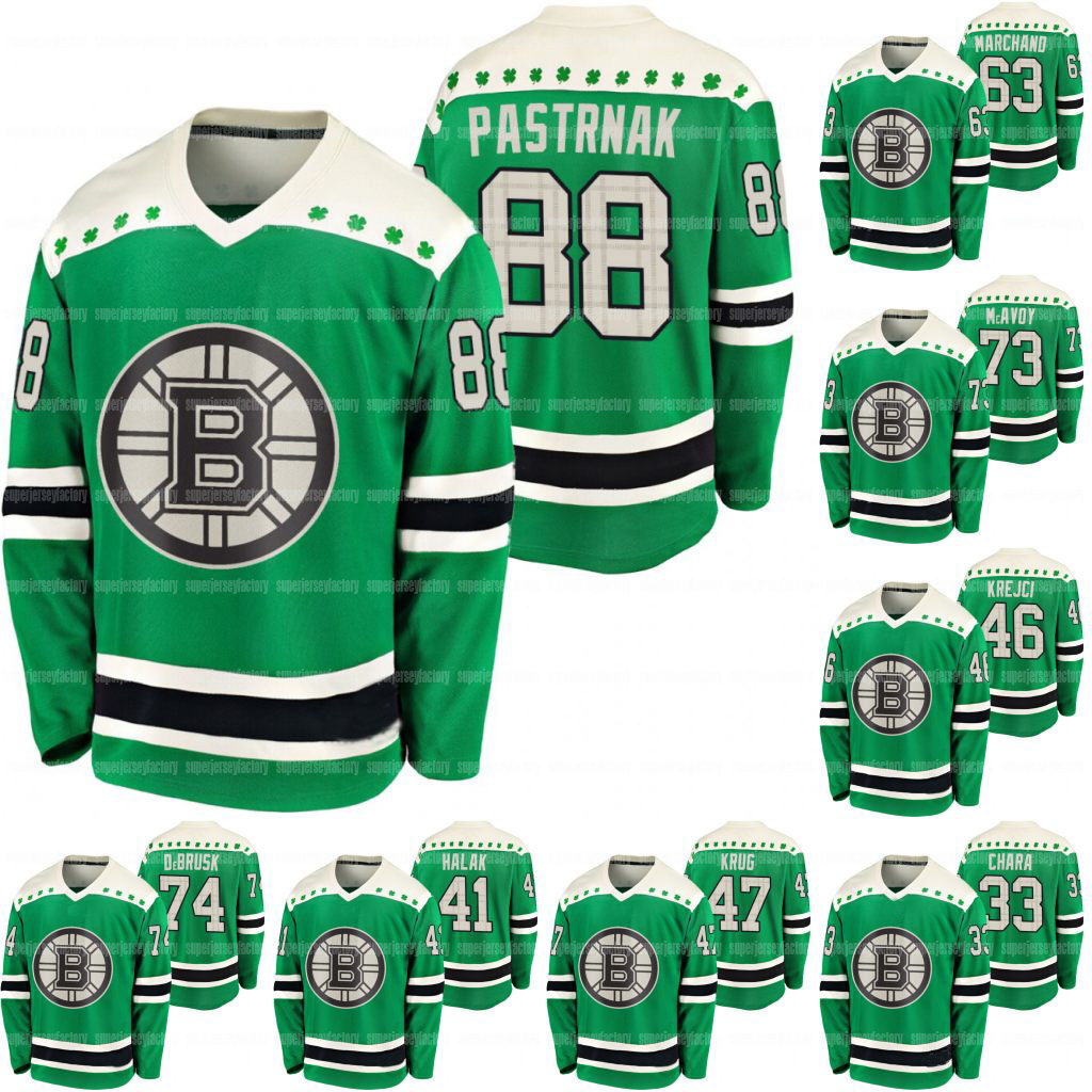 

37 Patrice Bergeron Boston Bruins 2021 St Patricks Day Jersey David Pastrnak Brad Marchand Charlie McAvoy David Krejci Torey Krug Charlie Co, Black;red