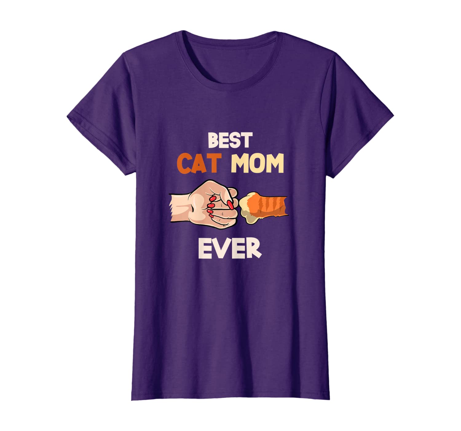 

Best Cat Mom Ever Shirt Paw Fist Bump Cat Mommy T-Shirt, White;black