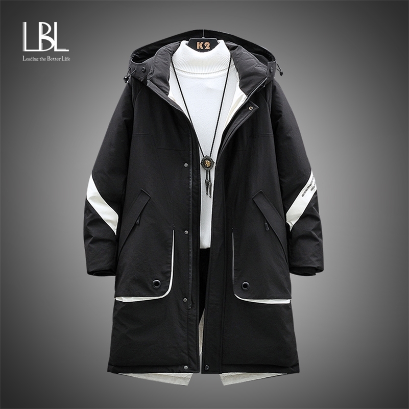 

LBL Mens Long 90% White Duck Down Jacket Coat Luxury Brand Winter Solid Black Parkas Men Thick Warm Slim Fit Male Overcoats 211110, Nlv7805 black