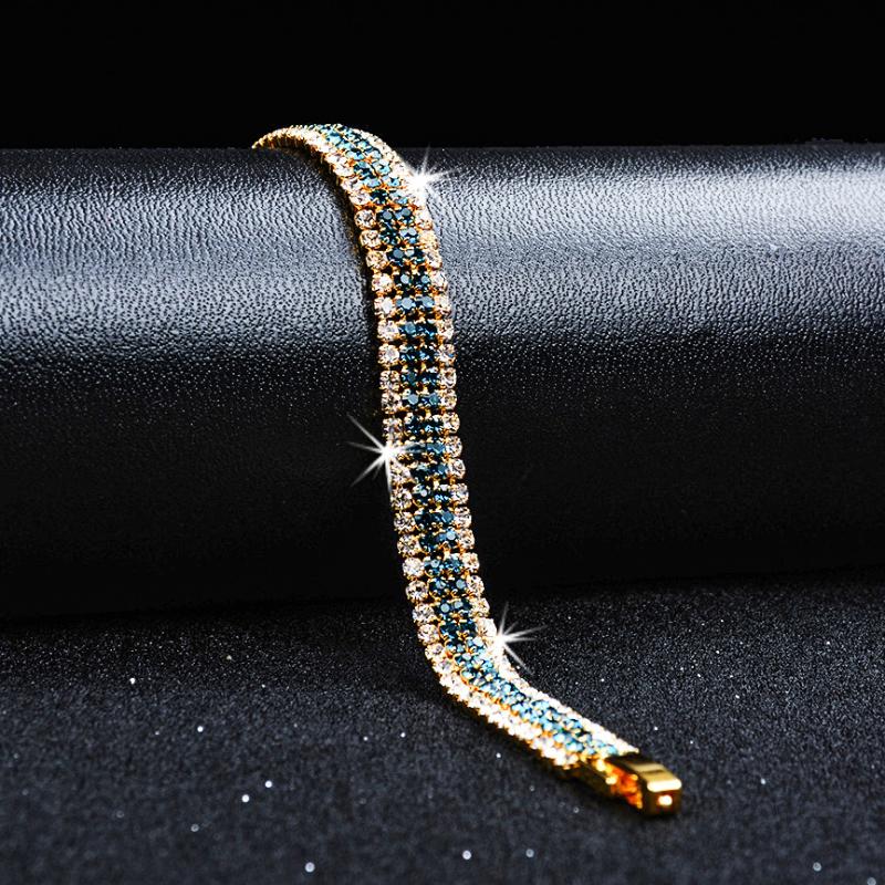 

Charm Bracelets Megin D Yellow Gold Plated Full Luxury Crystal Color Zircon Vintage Boho Bangle Wrist Band Chains Bracelet For Women Men Jew