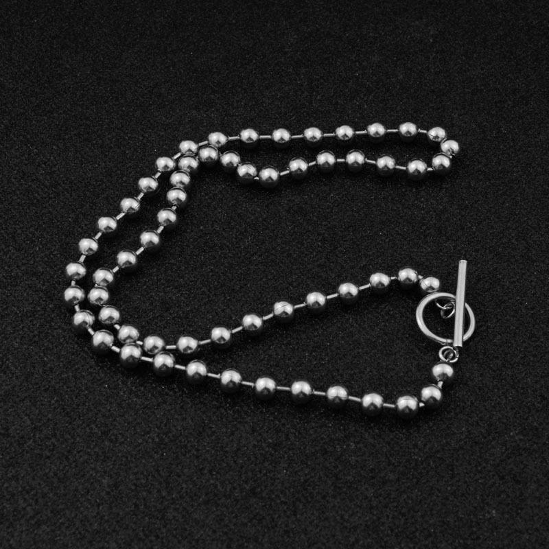 

Chokers 50cm Bead Chain Necklace Stainless Steel Necklaces For Women Men Accessories OT Buckle Fashion Jewelry 2021 Trend Couple Gift