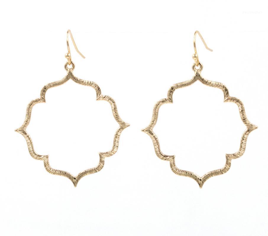 

Scrub Lined Hollow Out Geometric Dangle Earrings For Women & Chandelier, Silver