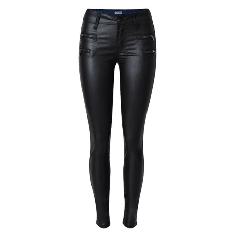 

Women's Pants & Capris 2021 Atutum PU Leather Women Low Waist Slim Woman Pencil Skinny Trousers Size 34.36..40.42.44, Black