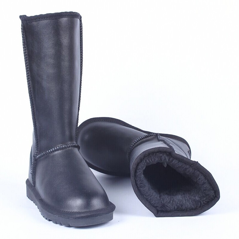 

boots dwterproof proof mode water anti-slip snow boots genuine female leather australia winter women's long mujer 4h8j, Black