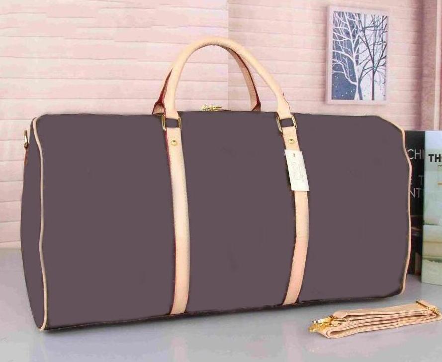 

55CM PU Leather designer men Suitcases luggage Sport Outdoor Packs shoulder Travel bags messenger bag Totes bags Unisex handbags Duffel Bag