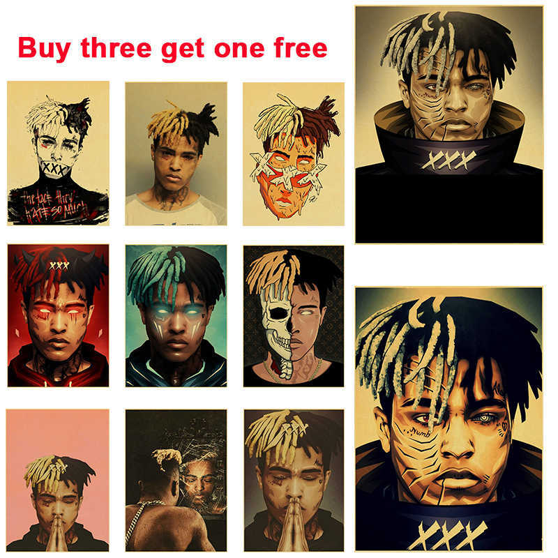 

A3 and A4 Singer XXXTENTACION Poster Brown Paper Sticker Cafe Bedroom Living Room Art Deco Wall Painting Decoration C0929