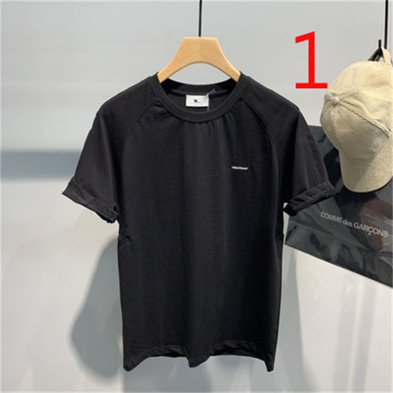 

2021 New Men's Mercerized Cotton Letter Embroidered Short-sleeved T-shirt Summer Bottoming Shirt Zrk5