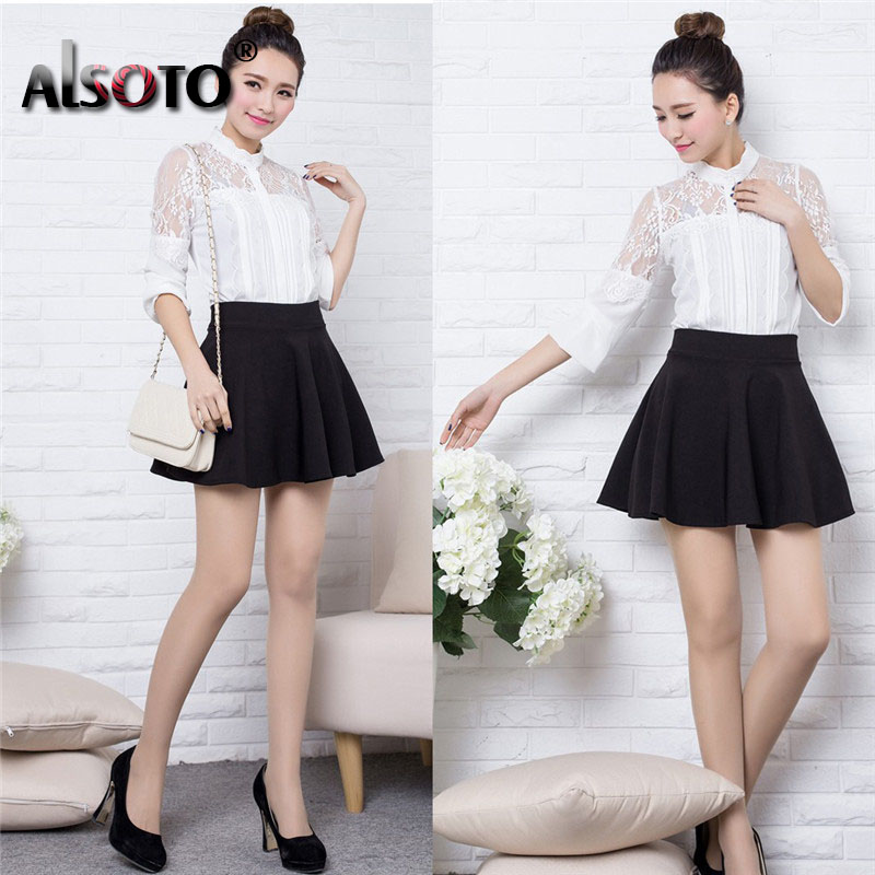 

Winter and Summer Style Brand Women Skirt Elastic Faldas Ladies Midi Skirts Sexy Girl Mini Short Skirts Saia Feminina 2pcs, Black