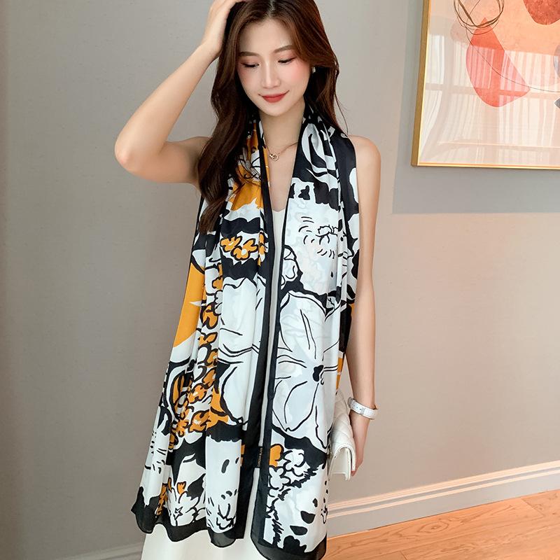 

Scarves Fashion 180*90cm Square Women Lovely Plain Silk Shawl Scarf Office Lady Hair Neck Headband Foulards Headcloth Muslim Capes