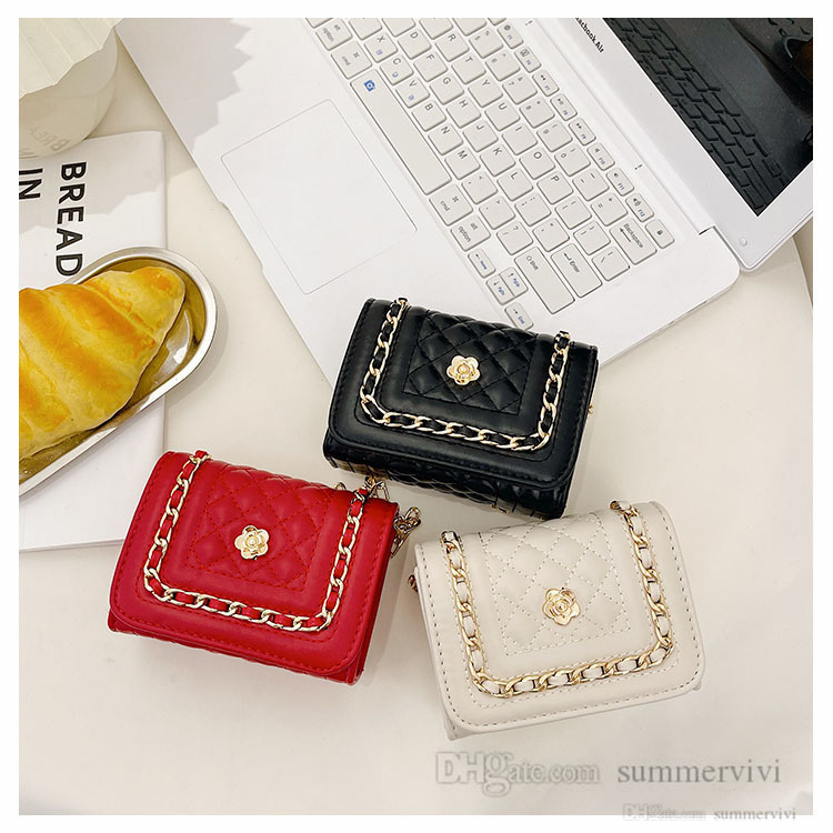 

INS Kids diamond lattice quilted purses girls metals chain weaving one shoulder bags children PU leather crossbody bags women mini purse Q3400, Mix colors