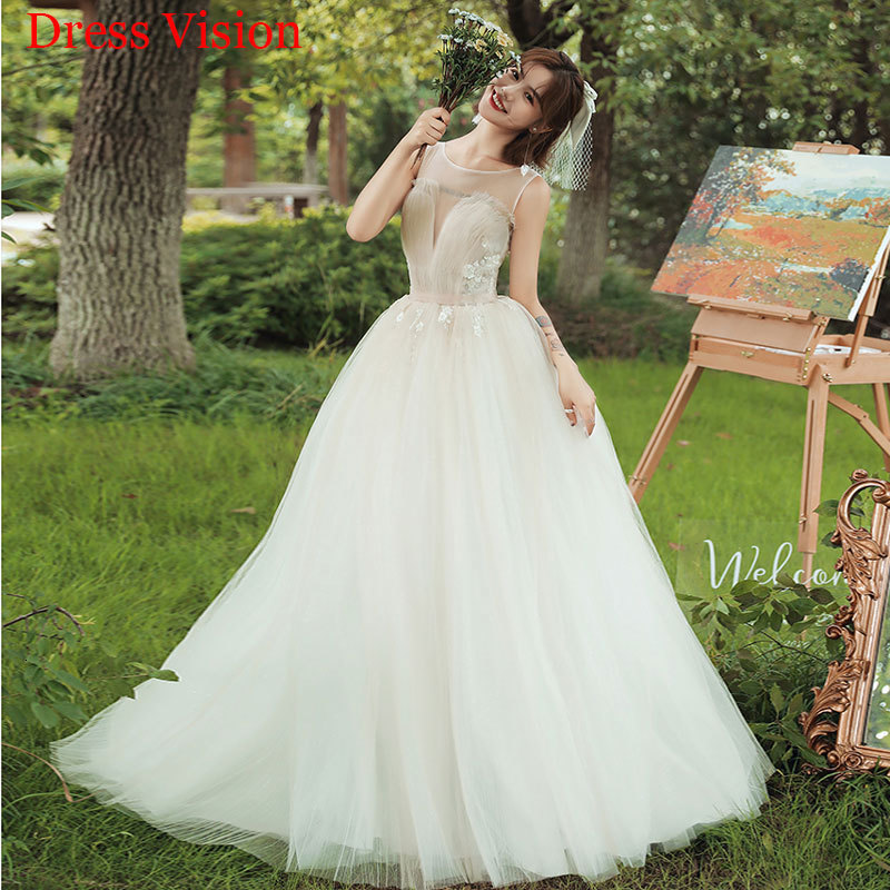 

2021 Lace Wedding O-neck Vestido Novia Mariee Robe De Soiree Bride to Be Lace-up Zajz, Same as image