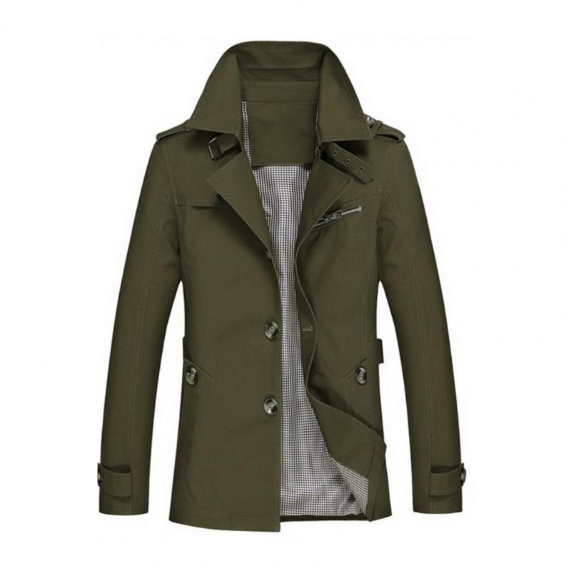 

Men's Jackets Men Coat Long Sleeve Wear Resistant Trench Stylish Jacket Overcoat Autumn Winter, Army green