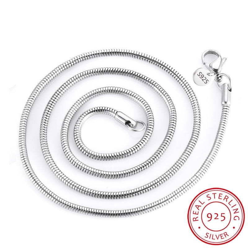 

Chains Fashion 2MM/3MM Original 100% 925 Silver Snake Chain Necklaces For Woman Men 16-24 Inch Statement Wedding Jewelry