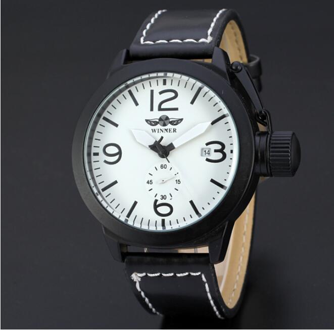 Top sell WINNER fashion Man watches Mens Automatic Watch Mechanical watch for man Leather strap Sport style WN53-3-image-661814629