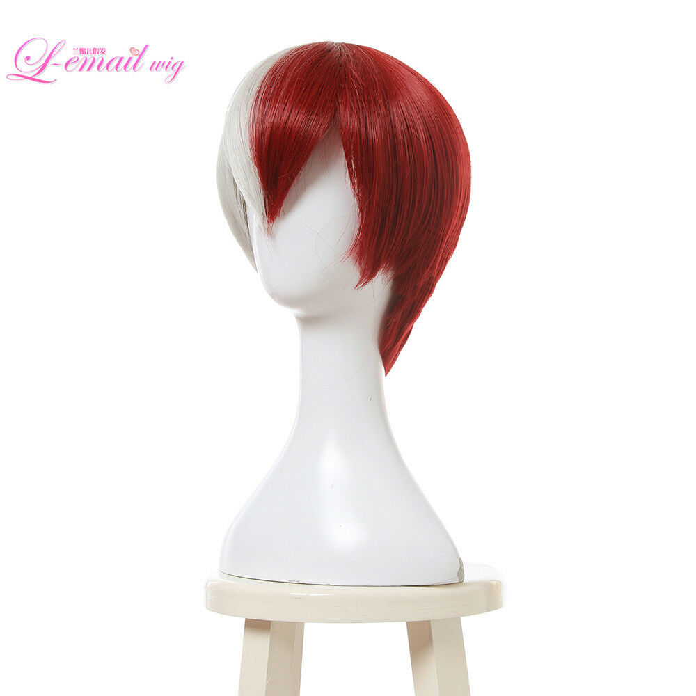 

Details about BNHA Todoroki Shoto Cosplay Wig Straight Half White Red Short