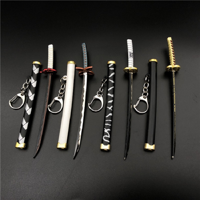 

10Pieces/Lot Demon Slayer Sword Keychain Anime Demon Slayer Kimetsu no Yaiba Cartoon Kamado Tanjirou Blade of Ghost Weapons Props Key Ring