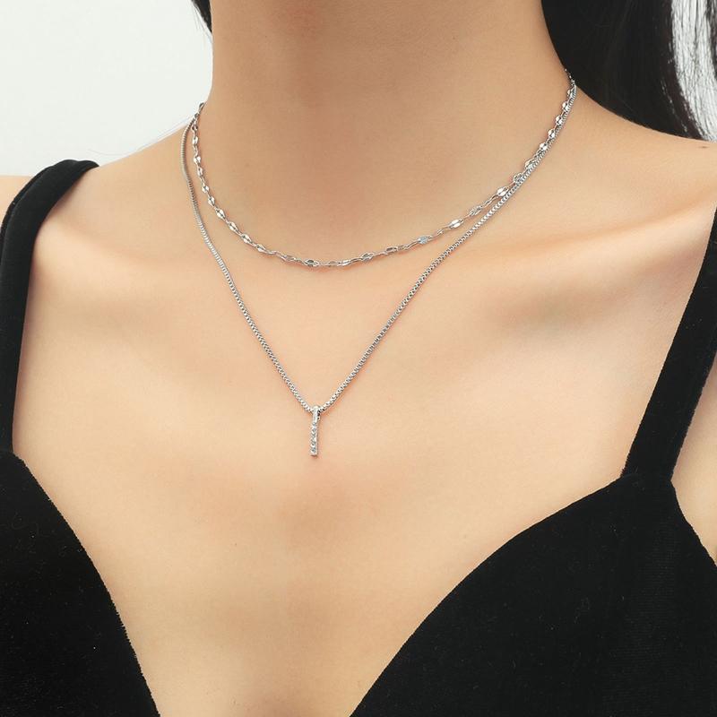 

Pendant Necklaces Double Layer Necklace Round Shiny Zircon Gift For Women Wedding Fine Accessories