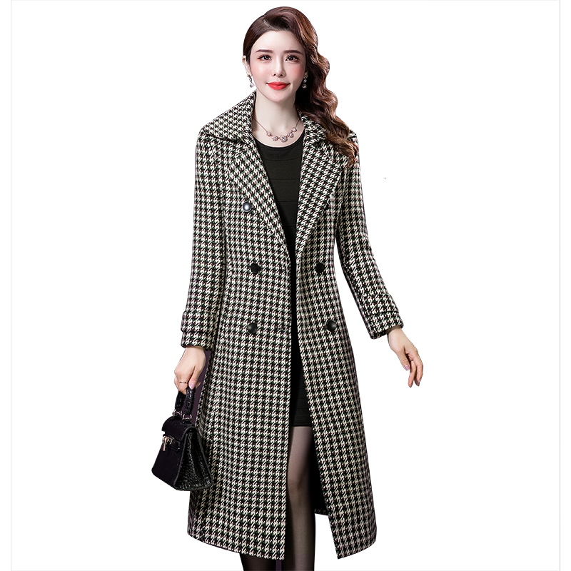 

Quality Women Fall and Winter New Woman's Long Section Plaid on the Knee Wool Coat 2vzw