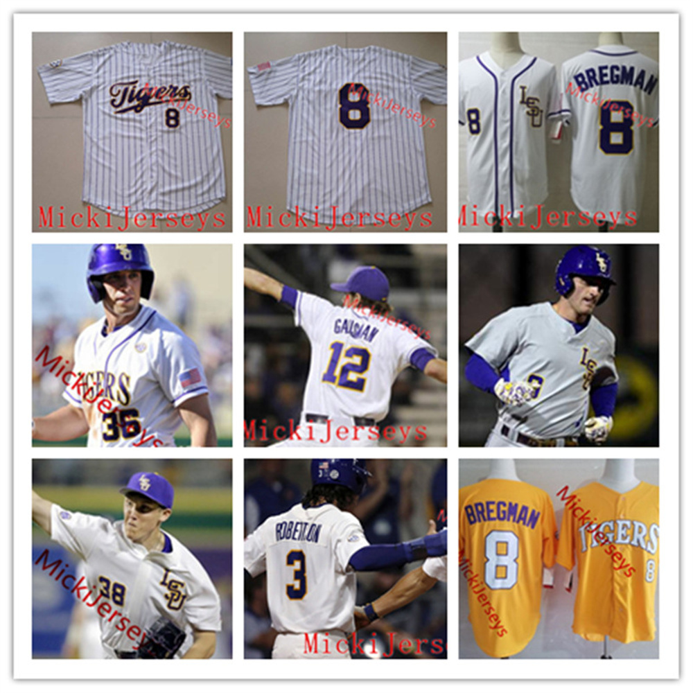 

NCAA Custom LSU Tigers Baseball Jersey 18 Tre' Morgan 3 Dylan Crews 4 Cade Doughty 6 Gavin Dugas 13 Jordon Thompson 24 Cade Beloso 2 Zach Arnold 20 Alex Milazzo Drew Bianco, Retro white