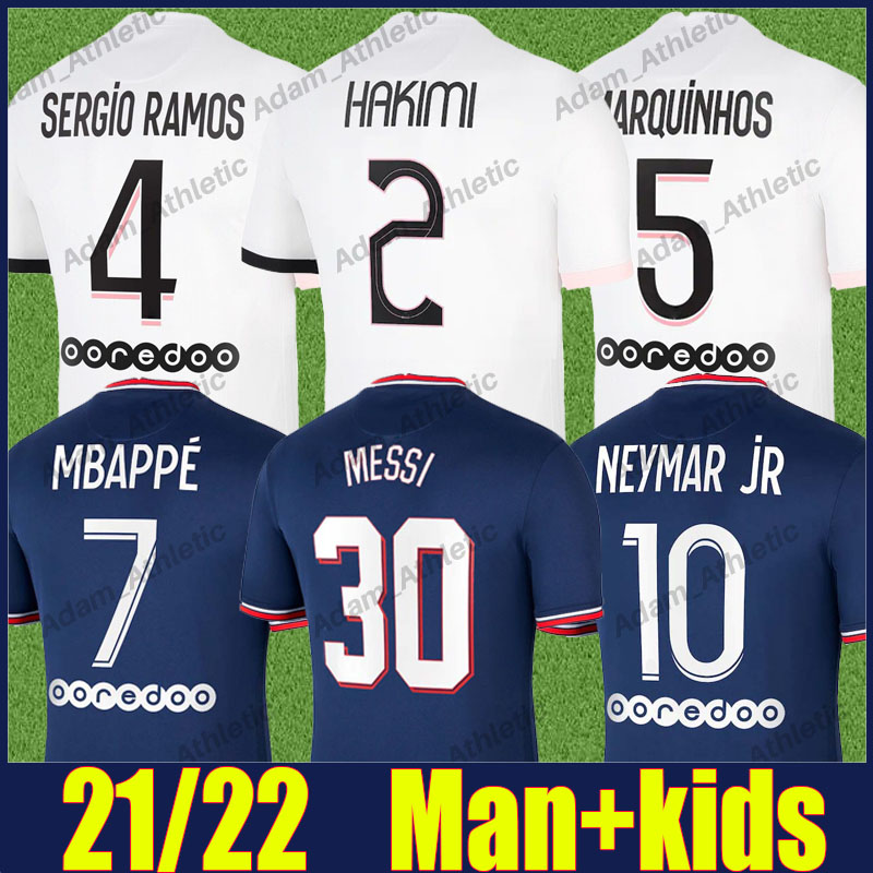 

Maillots de Paris MESSI soccer jerseys player version MBAPPE HAKIMI SERGIO RAMOS football shirts WIJNALDUM KIMPEMBE VERRATTI MARQUINHOS jersey man kids kit 2021/22, 21-22 away+ucl patches