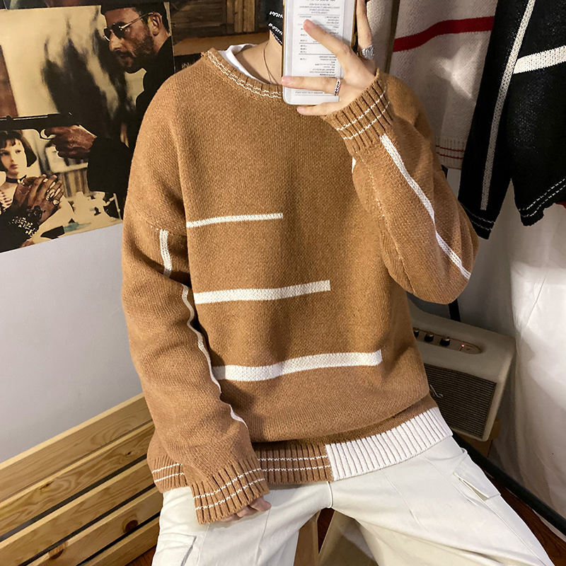 

2021 New Korean Sweater Men's Warm Fashion Retro Casual Knitted Pullover Men Loose Autumn Winter Knitting Sweaters Mens Clothes M-2xl Fby5, White