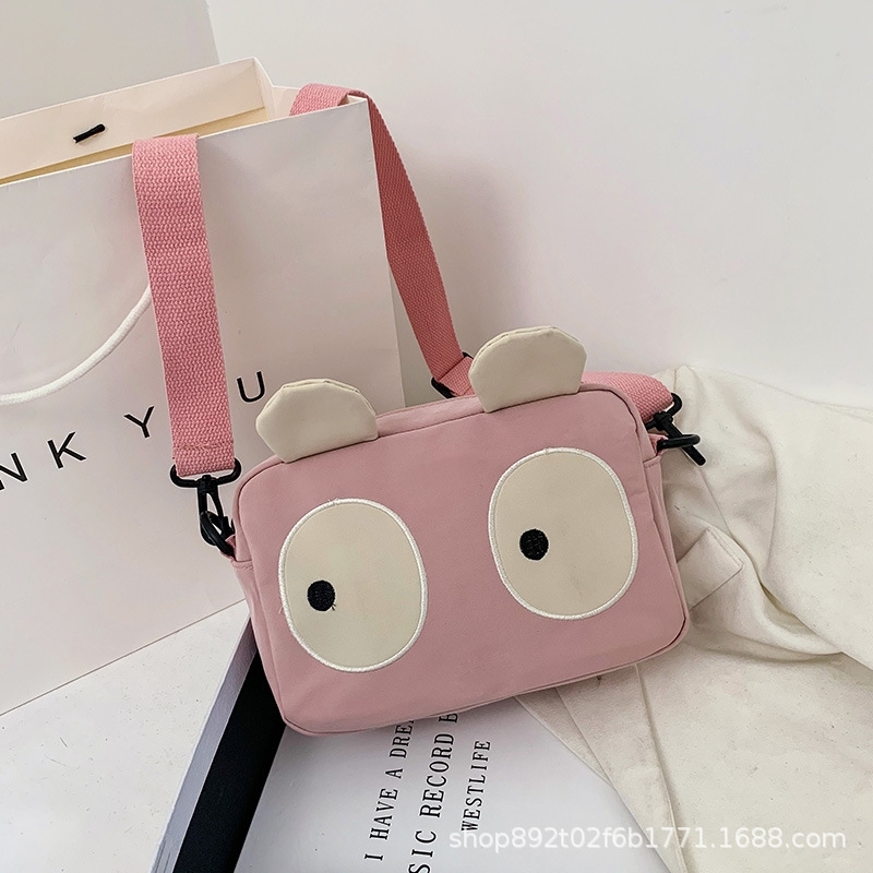 

Nylon female 2021 new Korean cute cartoon shoulder ins fashion contrast color student literature and art messenger bag, Yellow