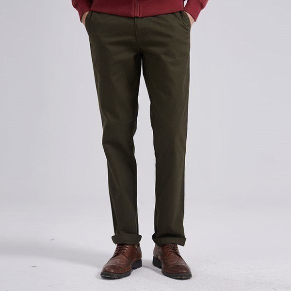 

men's cotton casual mid-waist straight barbou solid color casual pants trouser, Green