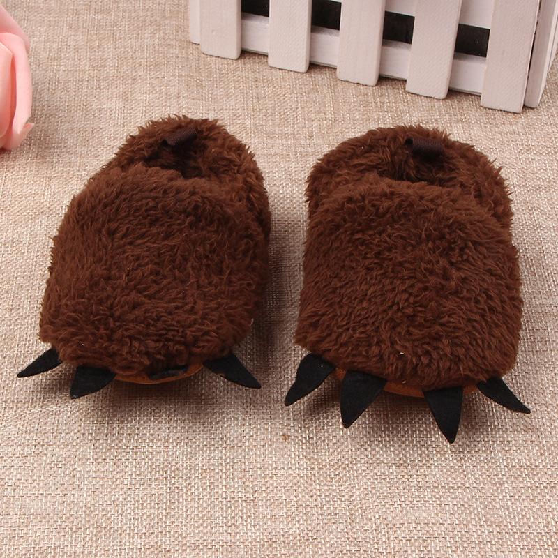 

First Walkers Winter Children Floor Shoes For Baby Slippers Infant Toddler Plush Warm Boys Girl Soft Anti-slip Solid Indoor Claw Kids