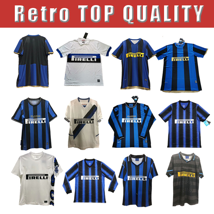 

98 03 09 11 02 Inter Vinatge Milan Retro Soccer Jersey 9 RONALDO 22 MILITO 10 SNEIJDER BAGGIO ZANETTI VIERI Football Shirt, Black;yellow
