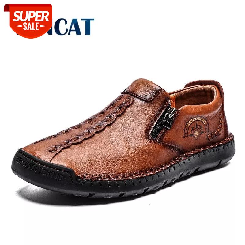 

2020 New Comfortable Men Casual Shoes High Quality Leather Men Shoes Fashion Loafers Breathable Flats Men's Driving Big Size 48 #Tl11
