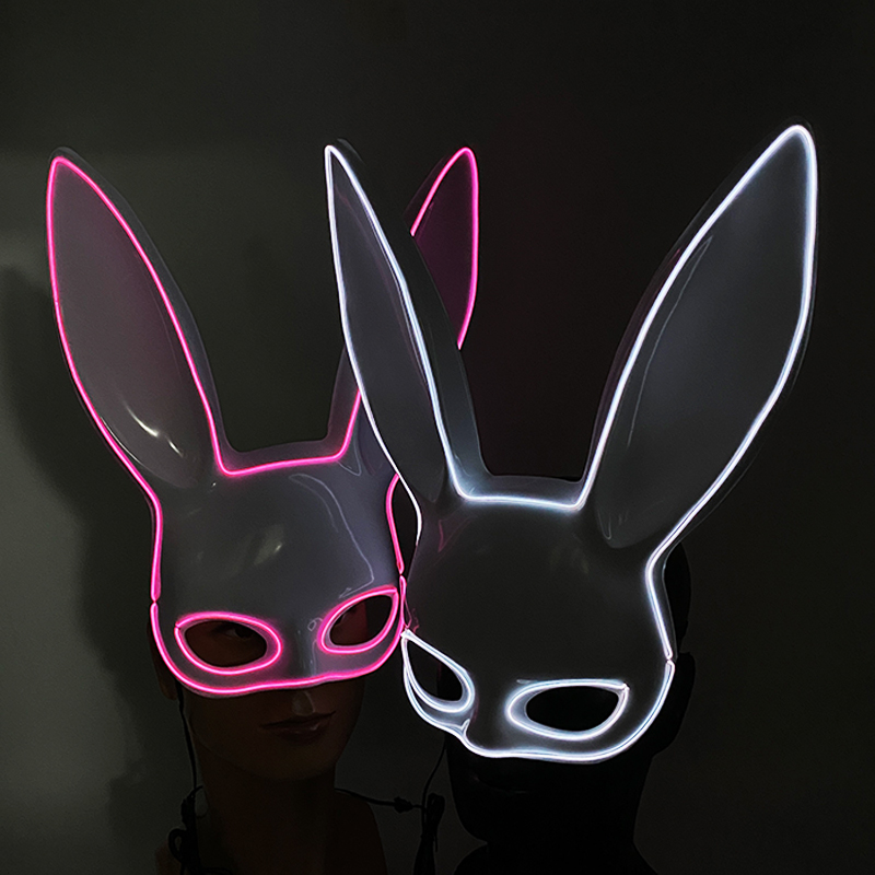 Costume Accessories Masque Masquerade Party Masks Halloween Mask Light up LED Mask EL Neon Glowing Mask Movie Cosplay Japanese Anime Ma-image-751130266
