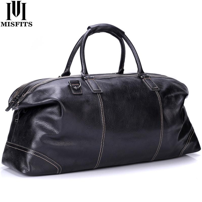 

Duffel Bags Genuine Leather Men Large Travel England Style Tote Duffle Business Handbag Overnight Luggage Shoulder, Black
